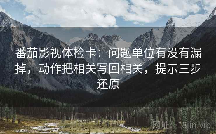 番茄影视体检卡：问题单位有没有漏掉，动作把相关写回相关，提示三步还原